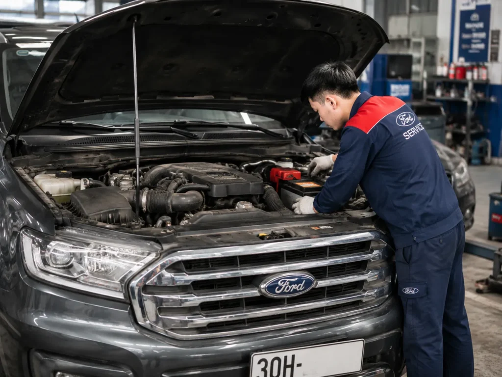 Dịch vụ cứu hộ và thay ắc quy tận nơi dành cho các dòng xe Ford tại Hà Nội.