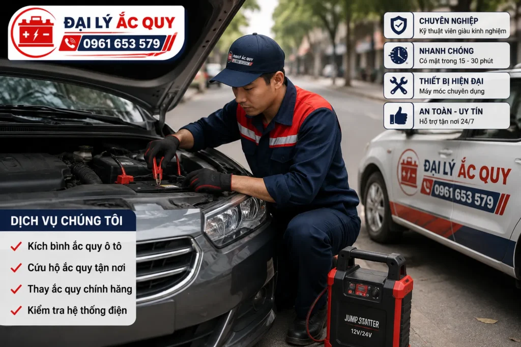 Hỗ trợ kích bình tận nơi giúp khách hàng tiết kiệm thời gian và không cần đưa xe đến gara.