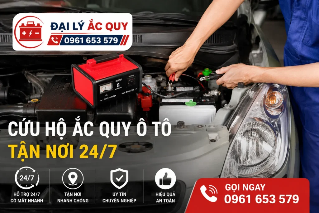 Giá kích ắc quy ô tô tận nơi tại Hà Nội từ 200.000đ, tùy khu vực và khoảng cách di chuyển.