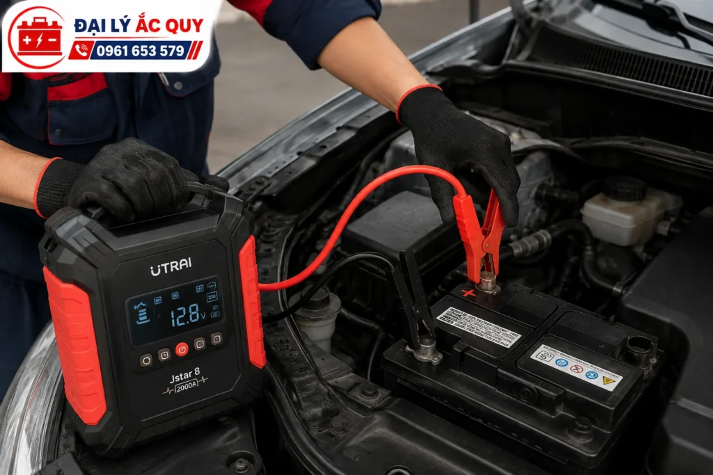 Kích ắc quy giúp hỗ trợ khởi động xe khi bình yếu hoặc hết điện nhưng vẫn còn khả năng sử dụng.